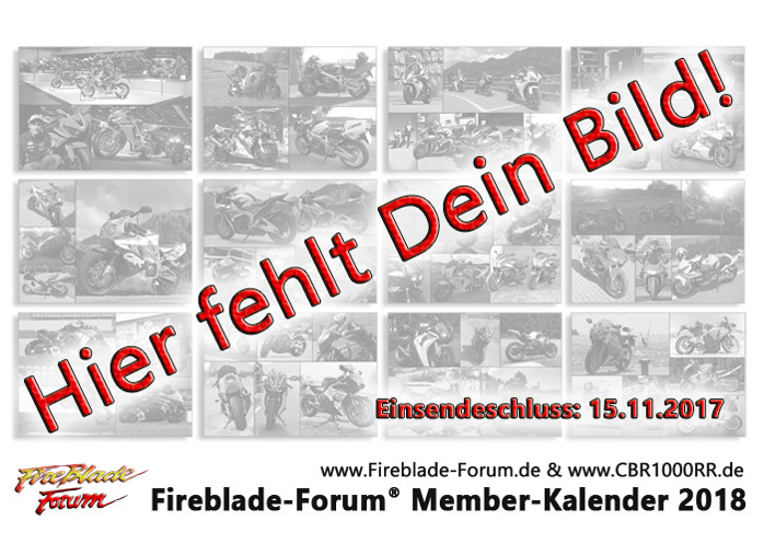 Fireblade-Forum Kalender 2018 – Sei mit Deinem Bild dabei