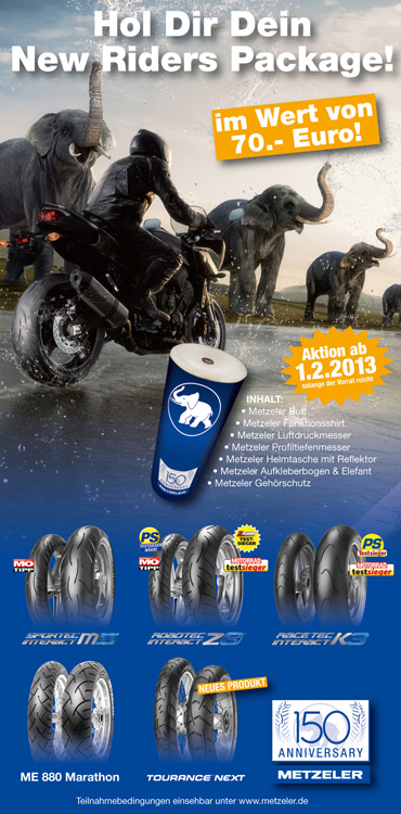 Perfekt in die Bike-Saison 2013 starten – Mit dem„New Riders Package“ von Metzeler