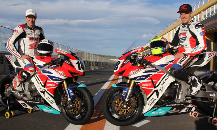 Superbike IDM 2013: Honda Holzhauer Team mit Michael Ranseder (l.) und Freddie Foray.